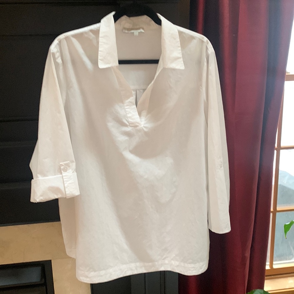 HOBBS LONDON white polka dot cotton shirt sz us 12